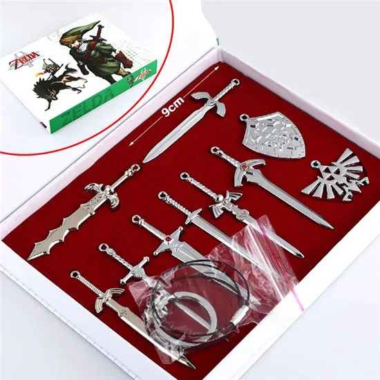 10 pcs/set The Legend of Zelda Logo shield sword pendants Game cosplay keychains & necklaces free shipping
10 pcs/set The Legend of Zelda Logo shield sword pendants Game cosplay keychains & necklaces free shipping