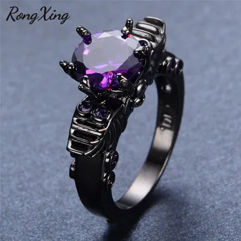 RongXing Punk Double Skull Purple Zircon Rings For Women Birthday Gift Vintage Black Gold Filled February Birthstone Ring RB0518
RongXing Punk Double Skull Purple Zircon Rings For Women Birthday Gift Vintage Black Gold Filled February Birthstone Ring RB0518