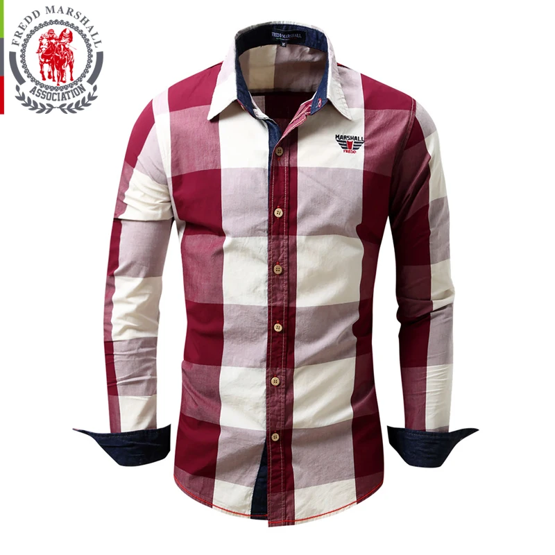 FREDD MARSHALL Plaid Shirt Men Shirts Men Dress Long Sleeves Pure Cotton Camisa Masculina Casual Mens Shirts Para Hombre FM099
FREDD MARSHALL Plaid Shirt Men Shirts Men Dress Long Sleeves Pure Cotton Camisa Masculina Casual Mens Shirts Para Hombre FM099