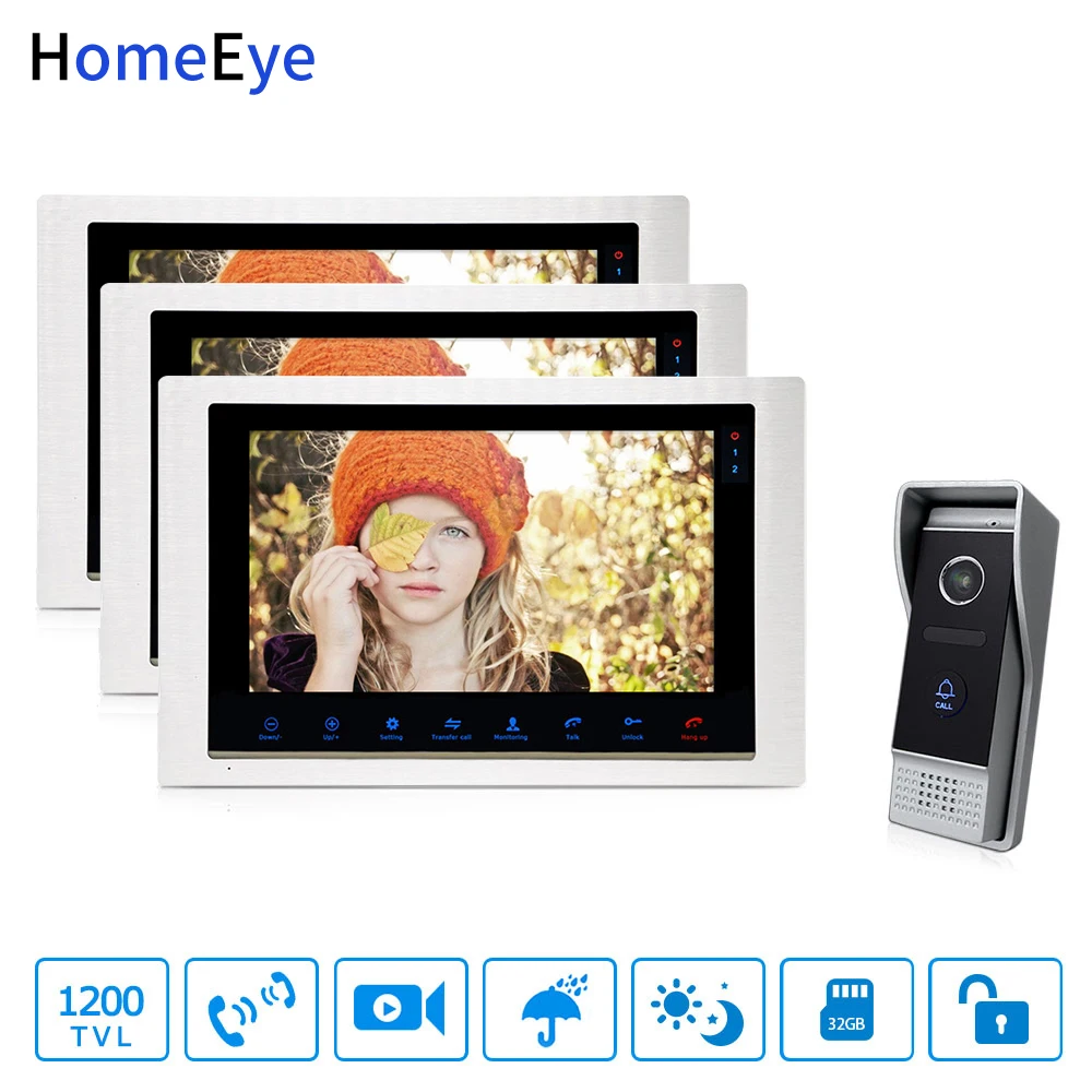 HomeEye 10inch Video Doorbell Video Intercom Motion Detection OSD Menu Touch Button 1-3 Security Access System 1200TVL Rainproof
HomeEye 10inch Video Doorbell Video Intercom Motion Detection OSD Menu Touch Button 1-3 Security Access System 1200TVL Rainproof