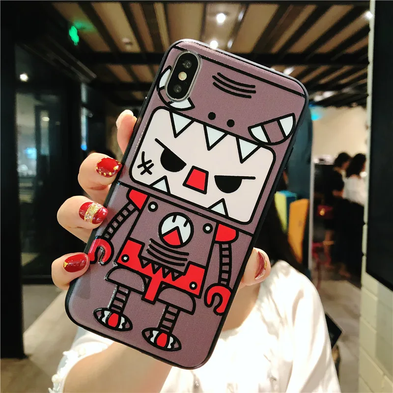 Cute Cartoon Embossment Soft TPU Case For iPhone X 6 6S 7 8 Plus (3)