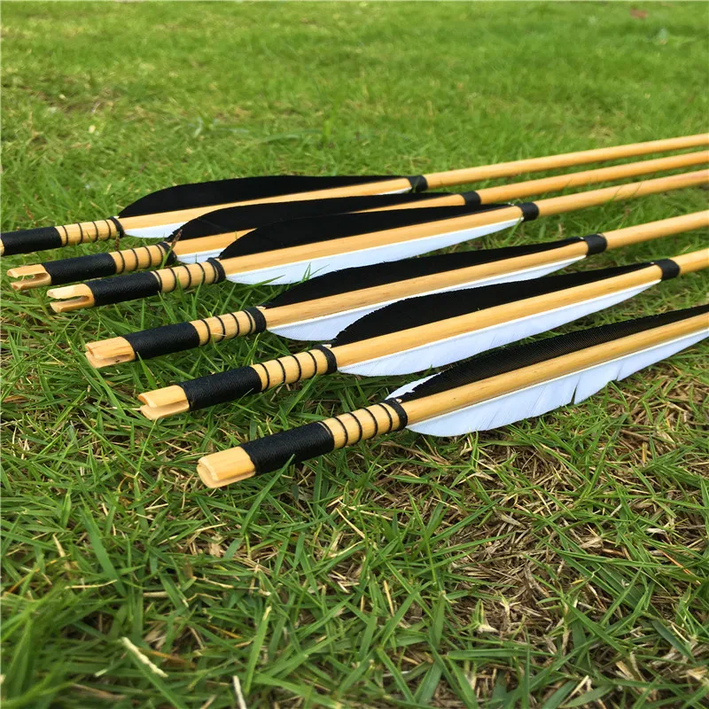 12X Traditional Hand Wooden Arrows Black & White Feathers Outdoor Hunting
12X Traditional Hand Wooden Arrows Black & White Feathers Outdoor Hunting