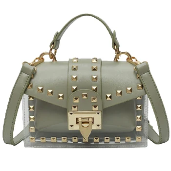 Women Messenger Bags PU+PVC Transparent Jelly Bag Summer Girl Fashion Rivet Chains Beach Shoulder Bag Flap
Women Messenger Bags PU+PVC Transparent Jelly Bag Summer Girl Fashion Rivet Chains Beach Shoulder Bag Flap