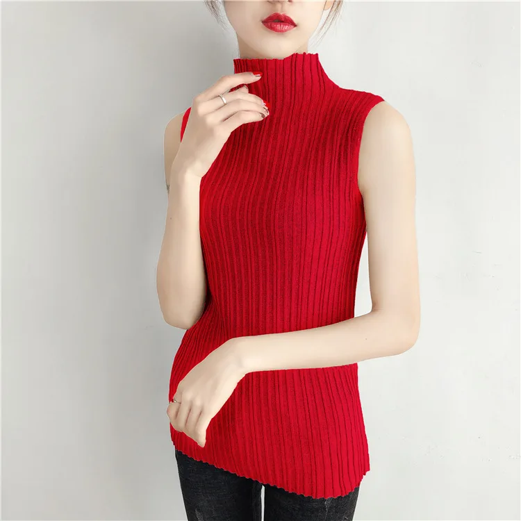 Women Slim Knitting Solid Turtleneck Elegant Tank Camisole Tops Girls Knitted Very Elastic Sleeveless Basic T-shirts Women
Women Slim Knitting Solid Turtleneck Elegant Tank Camisole Tops Girls Knitted Very Elastic Sleeveless Basic T-shirts Women