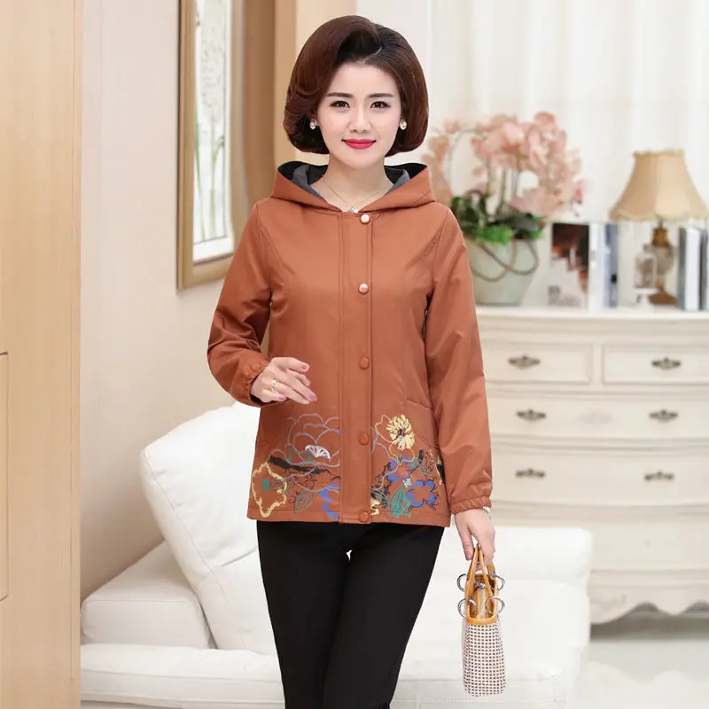 Middle Aged Women Jack Coat Spring Autumn Long Sleeve Hooded Casual Floral Printed Pocket Female Loose Outwear Plus Size 5XL
Middle Aged Women Jack Coat Spring Autumn Long Sleeve Hooded Casual Floral Printed Pocket Female Loose Outwear Plus Size 5XL