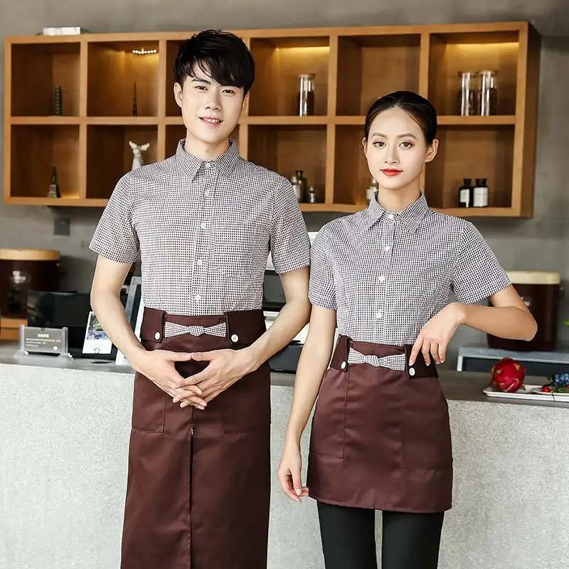 Cafe Shop Work Clothing Summer Hotel Restaurant Waiter Uniforms Short Sleeve Fast Food Shirt + Apron Food Service Work Wear
Cafe Shop Work Clothing Summer Hotel Restaurant Waiter Uniforms Short Sleeve Fast Food Shirt + Apron Food Service Work Wear