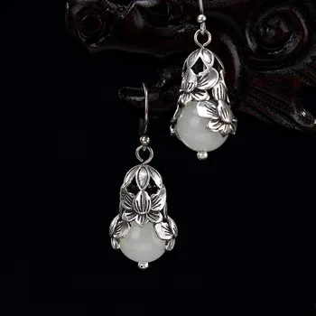 Sterling Silver 925 Natural Stone Elegance Lotus Earring For Women Jade Setting Fine Jewelry Boucles D'Oreilles
Sterling Silver 925 Natural Stone Elegance Lotus Earring For Women Jade Setting Fine Jewelry Boucles D'Oreilles