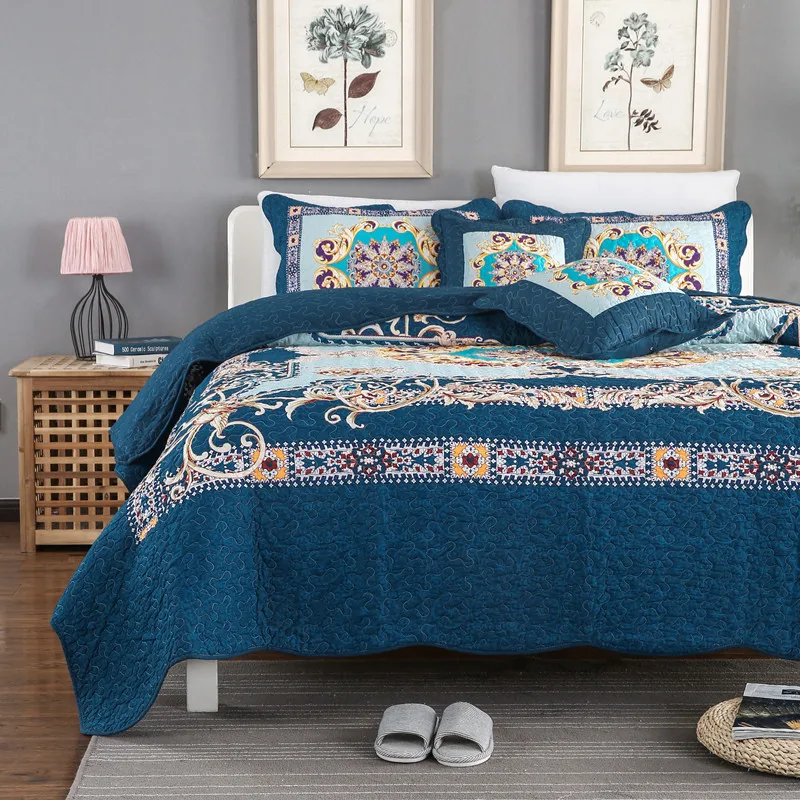 CHAUSUB Blue Printed Bedspread Quilt Set 5pcs Cotton Coverlets Quilted Quilts Pillowcase Cushion Queen Size Bedding
CHAUSUB Blue Printed Bedspread Quilt Set 5pcs Cotton Coverlets Quilted Quilts Pillowcase Cushion Queen Size Bedding