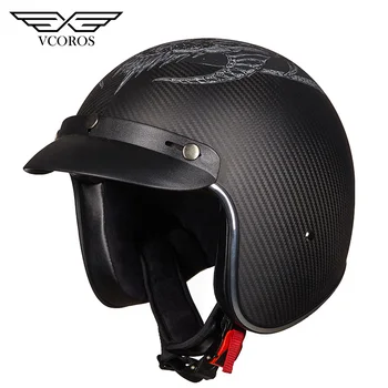 Vcoros Carbon Fiber Retro Half Face Helmet With Sun Peak Summer Open Face Motorcycle Helmet casque scooter DOT Certification
Vcoros Carbon Fiber Retro Half Face Helmet With Sun Peak Summer Open Face Motorcycle Helmet casque scooter DOT Certification