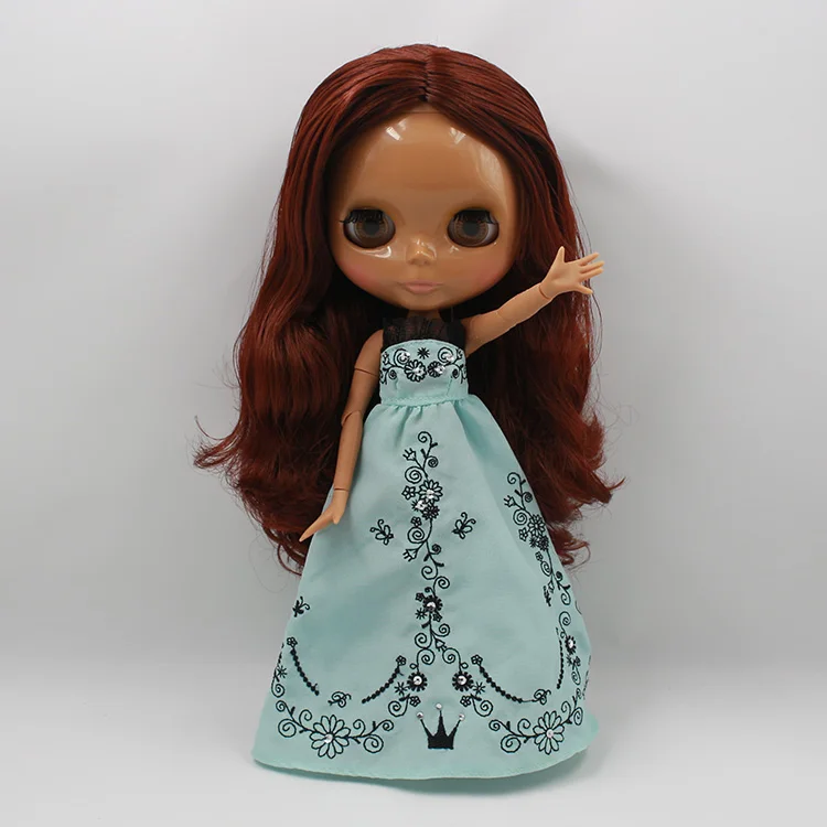 

Nude Blyth diy makeup doll with joint body reddish-brow Long hair bjd blyth dolls for sale