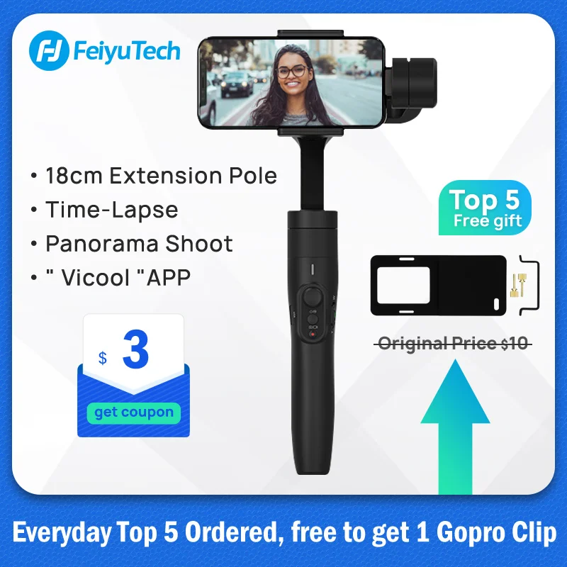 Feiyutech Vimble 2 VLOG 3-Axis Gimbal Smartphone Stabilizer gimbal with extender pole for iPhone X XS 8 7 6 PK Vlog Pocket 
Feiyutech Vimble 2 VLOG 3-Axis Gimbal Smartphone Stabilizer gimbal with extender pole for iPhone X XS 8 7 6 PK Vlog Pocket