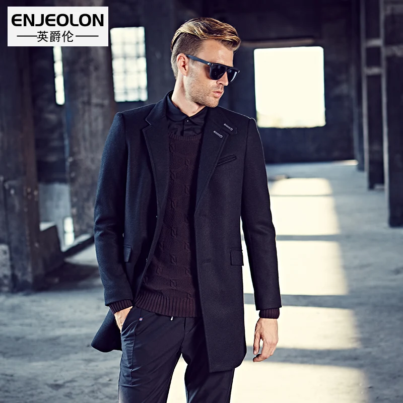 Enjeolon brand Men's casual Long Wool Blends New Male Single Breasted woolen black coats outwear Windbreaker caot jacket WT0819
Enjeolon brand Men's casual Long Wool Blends New Male Single Breasted woolen black coats outwear Windbreaker caot jacket WT0819