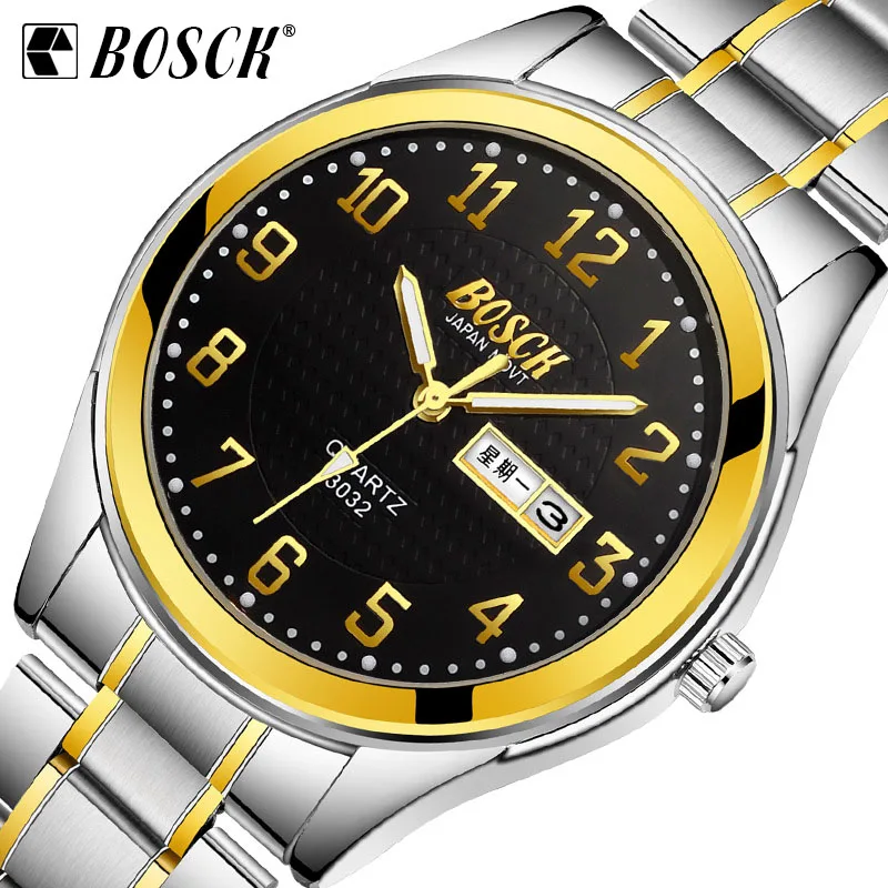 BOSCK New Hot Sale Fashion Watch Men Steel Strap Gold-plated Wristwatch Male Luminous Waterproof Quartz Watch Relogio Masculino
BOSCK New Hot Sale Fashion Watch Men Steel Strap Gold-plated Wristwatch Male Luminous Waterproof Quartz Watch Relogio Masculino