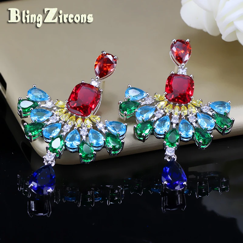 BeaQueen Women Green Red Yellow Blue Multicolored Cubic Zirconia Big Long 925 Sterling Silver Earrings Bohemian Jewelry E130
BeaQueen Women Green Red Yellow Blue Multicolored Cubic Zirconia Big Long 925 Sterling Silver Earrings Bohemian Jewelry E130