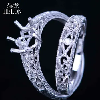HELON Ladies Filigree Band Solid 14k White Gold 8mm Round Semi Mount Fine Ring Diamonds Engagement Wedding Bnad Duo Set
HELON Ladies Filigree Band Solid 14k White Gold 8mm Round Semi Mount Fine Ring Diamonds Engagement Wedding Bnad Duo Set