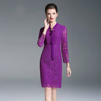 Lace Dress Woman Autumn 2018 New Fashion Solid Color Jacquard V-Neck Wrist Length Sleeves Slim Elegant Narrow Hip Dress Female
Lace Dress Woman Autumn 2018 New Fashion Solid Color Jacquard V-Neck Wrist Length Sleeves Slim Elegant Narrow Hip Dress Female