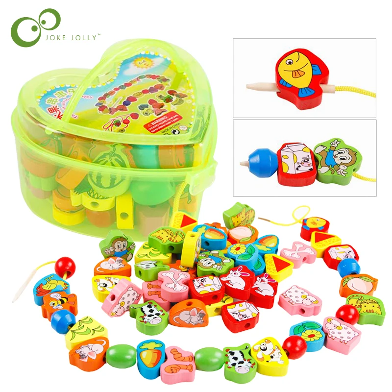26Pcs Blocks Cartoon Animals Fruit Block Wooden Toys Stringing Threading Beads Game Educational Toy for Baby Kids Children GYH
26Pcs Blocks Cartoon Animals Fruit Block Wooden Toys Stringing Threading Beads Game Educational Toy for Baby Kids Children GYH