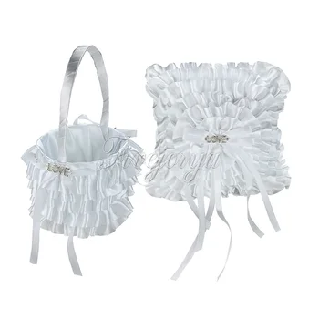 2Pcs/Set White Lace Diamante LOVE Buckle Satin Ribbon Bow Ring Pillow and Flower Girls Basket for Wedding Ceremony Decoration
2Pcs/Set White Lace Diamante LOVE Buckle Satin Ribbon Bow Ring Pillow and Flower Girls Basket for Wedding Ceremony Decoration
