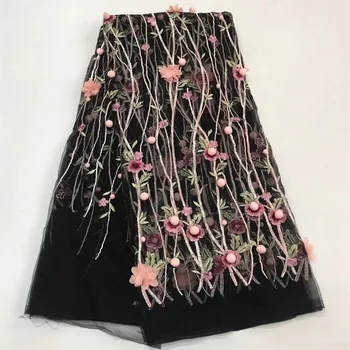 bridal lace fabric nigerian wedding lace 3d flower fabric high quality embroidered tulle fabric wholesale 5yard/lotJW-173