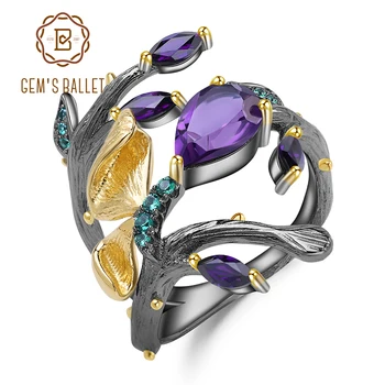 GEM'S BALLET 2.37Ct Natural Amethyst Ring Real 925 Sterling Silver Original Handmade Butterfly on Branch Rings for Women Bijoux
GEM'S BALLET 2.37Ct Natural Amethyst Ring Real 925 Sterling Silver Original Handmade Butterfly on Branch Rings for Women Bijoux