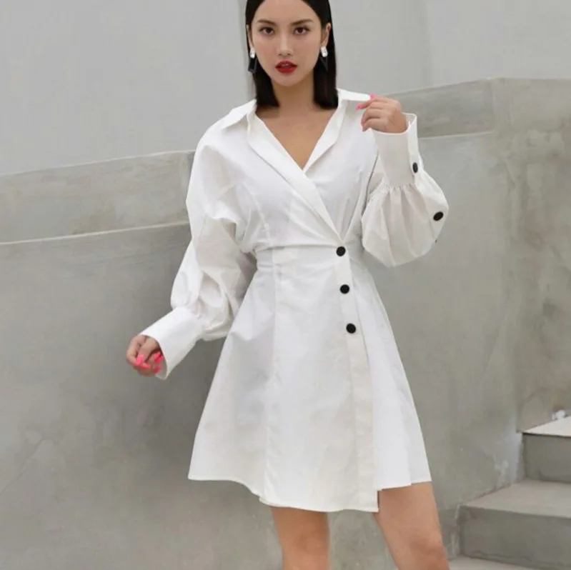 DEAT 2019 Fall Turn Down Collar White Long Sleeve High Waist Buttons Short Shirt Mini Dress Autumn Women MG092
DEAT 2019 Fall Turn Down Collar White Long Sleeve High Waist Buttons Short Shirt Mini Dress Autumn Women MG092