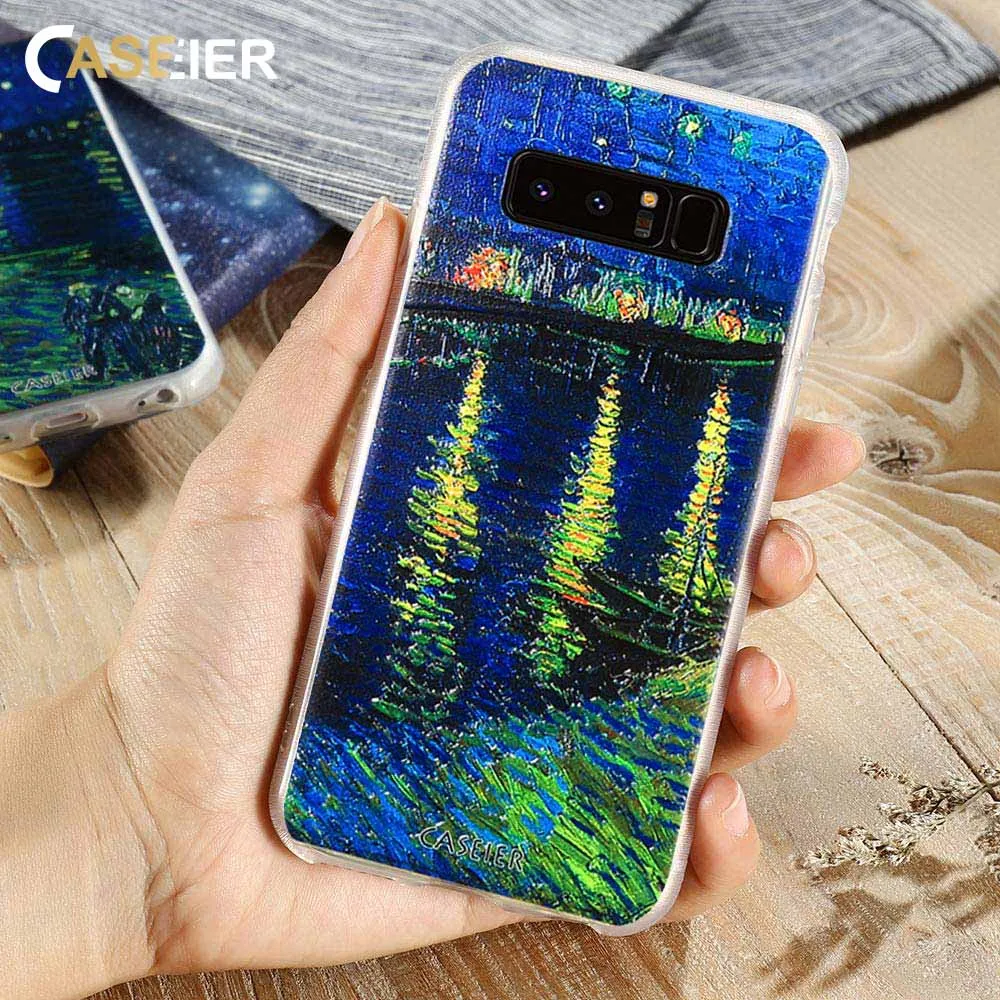 CASEIER Night Case For Samsung S6 S7 Edge S8 Plus Soft Silicone Emboss Cover Note 8 Funda Capinha |