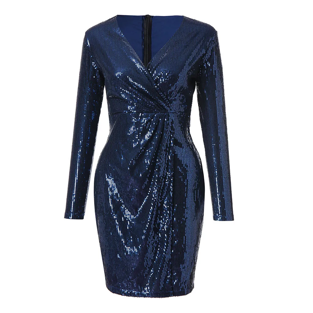 party dress plus size blue Sexy Solid V-Neck Sequined Stitching Shining Ruffled Split Hem Dress kleider damen Цветочный принт#s7
party dress plus size blue Sexy Solid V-Neck Sequined Stitching Shining Ruffled Split Hem Dress kleider damen Цветочный принт#s7