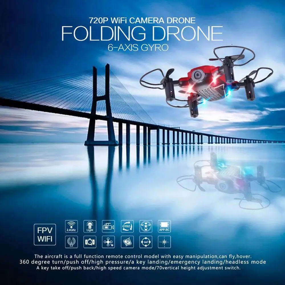 Premium Drone UAV Aircraft Quadcopter G-Sensor WiFi FPV Real-Time LED Lighting Mini HD Camera 4CH
Premium Drone UAV Aircraft Quadcopter G-Sensor WiFi FPV Real-Time LED Lighting Mini HD Camera 4CH