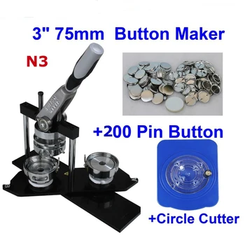 Pro N3 NEW 3":75mm Badge Button Maker Machine + Fixed 8Size Adjustable Circle Cutter+200 Set Metal Pinback Button Supply
Pro N3 NEW 3":75mm Badge Button Maker Machine + Fixed 8Size Adjustable Circle Cutter+200 Set Metal Pinback Button Supply