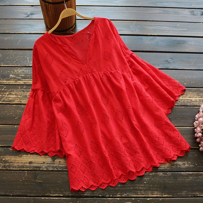 Sweet Japan Style V Neck Blouses And Tops Red White Navy Loose Cotton Crochet Embroidery Shirt Women Solid Casual Chic Top Femme
Sweet Japan Style V Neck Blouses And Tops Red White Navy Loose Cotton Crochet Embroidery Shirt Women Solid Casual Chic Top Femme