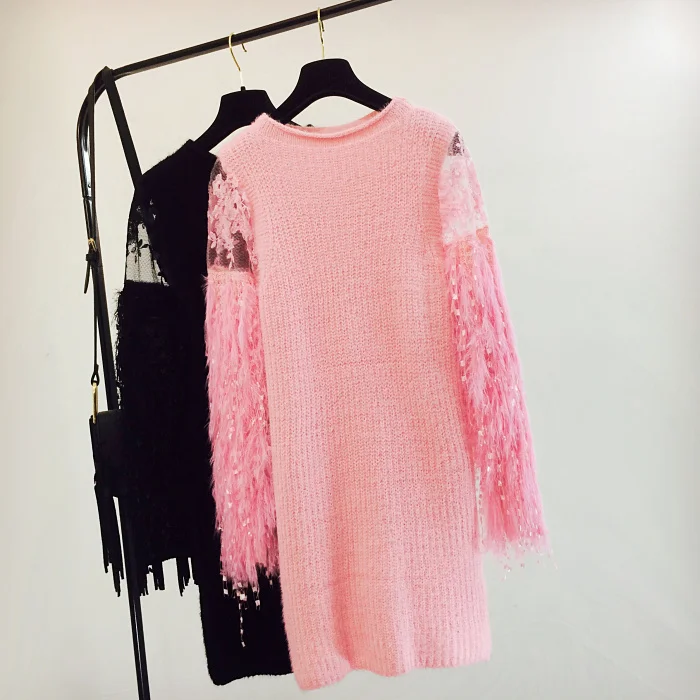 Autumn Winter Woman Knitted Long Sweaters Tassel Lantern Long Sleeve Elegant Women Knitting Sweater Pullovers
Autumn Winter Woman Knitted Long Sweaters Tassel Lantern Long Sleeve Elegant Women Knitting Sweater Pullovers