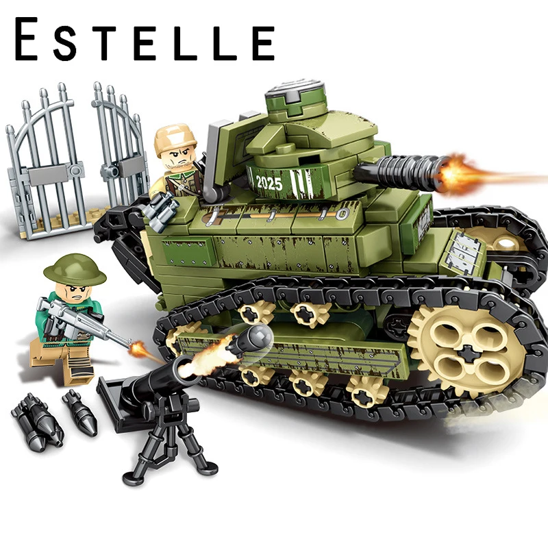 368pcs Steel Empire Renault FT-17 Tank Building Blocks For Children Toys Compatible Legoings Military Series Bricks Toy Gifts
368pcs Steel Empire Renault FT-17 Tank Building Blocks For Children Toys Compatible Legoings Military Series Bricks Toy Gifts