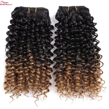 8inch Curly Synthetic Hair Weave Extensions 2Bundles Black to Blonde Color High Temperature Heat Resistant Fiber Golden Beauty
8inch Curly Synthetic Hair Weave Extensions 2Bundles Black to Blonde Color High Temperature Heat Resistant Fiber Golden Beauty