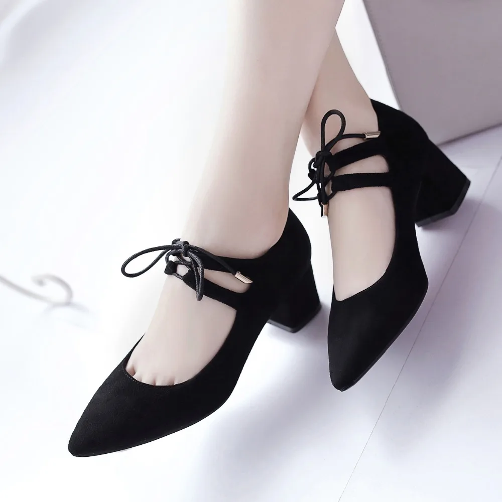 New fashion lace up women shoes 2017 pointed toe ladies pumps thick heel shoes red black green blue heels women pumps shoe bride New fashion lace up women shoes 2017 pointed toe ladies pumps thick heel shoes red black green blue heels women pumps shoe bride<br><br>Aliexpress
