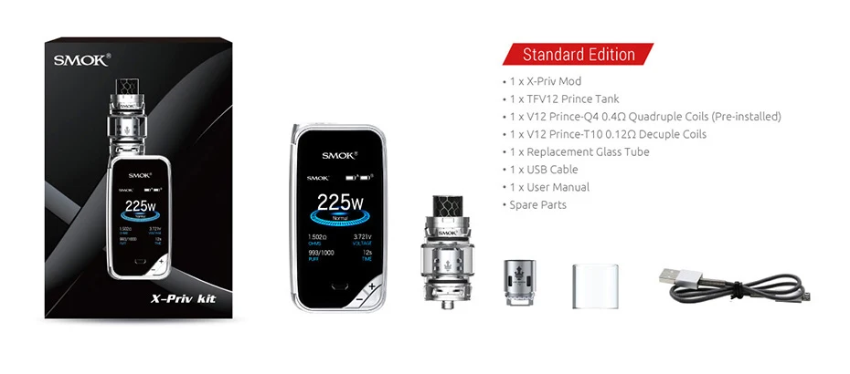 Vape SMOK X-PRIV Kit E Cigarette Box Mod Electronic Cigarette TFV12 Prince Tank Vaporizer X PRIV Mod Original Mag KIT S9231