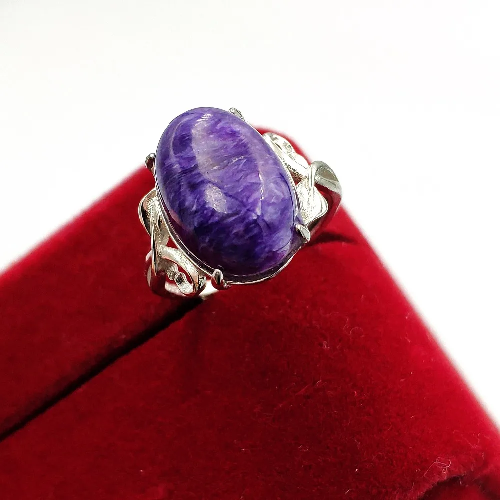 Top Quality Natural Purple Charoite Bead Ring 14x10mm Adjustable Healing Russia 925 Silver For Woman Man Drop Shipping AAAAA
Top Quality Natural Purple Charoite Bead Ring 14x10mm Adjustable Healing Russia 925 Silver For Woman Man Drop Shipping AAAAA