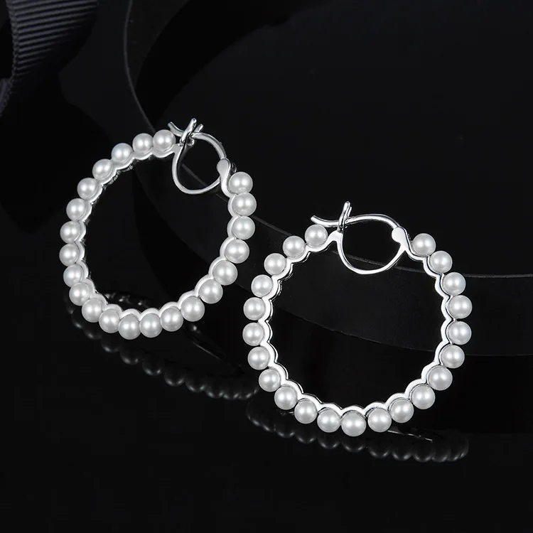 Nerw 925 Sterling Silver Real Freshwater Pearl Big Circle Hoop Earrings Women Monaco Valentine Earrings collares de moda 2019
Nerw 925 Sterling Silver Real Freshwater Pearl Big Circle Hoop Earrings Women Monaco Valentine Earrings collares de moda 2019