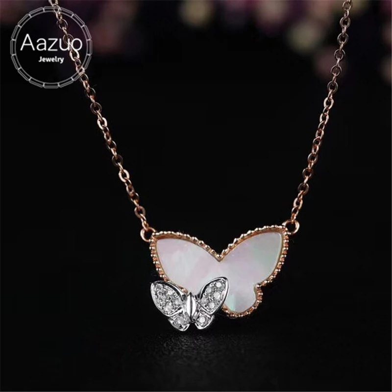 Aazuo 18K Rose Gold Au750 Real Diamond 0.031ct H Si1 Natrual Shell Butterfly Pendent Necklace For Women Engagement Wedding
Aazuo 18K Rose Gold Au750 Real Diamond 0.031ct H Si1 Natrual Shell Butterfly Pendent Necklace For Women Engagement Wedding