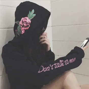 Hoodies Women Girls Embroidery Floral Letter Dont Talk To Me Black Pullover Tops Hoodie Sweatshirt
Hoodies Women Girls Embroidery Floral Letter Dont Talk To Me Black Pullover Tops Hoodie Sweatshirt