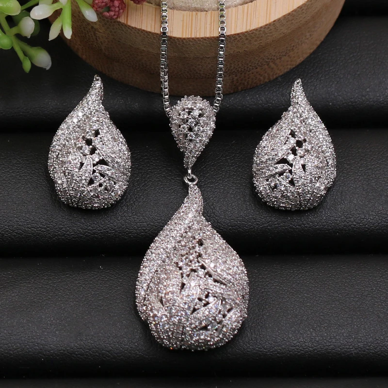 Lanyika Jewelry Set Sparkly Water Drop Full Zircon Micro Paved Necklace with Earrings for Anniversary Wedding Bridal Best Gift
Lanyika Jewelry Set Sparkly Water Drop Full Zircon Micro Paved Necklace with Earrings for Anniversary Wedding Bridal Best Gift