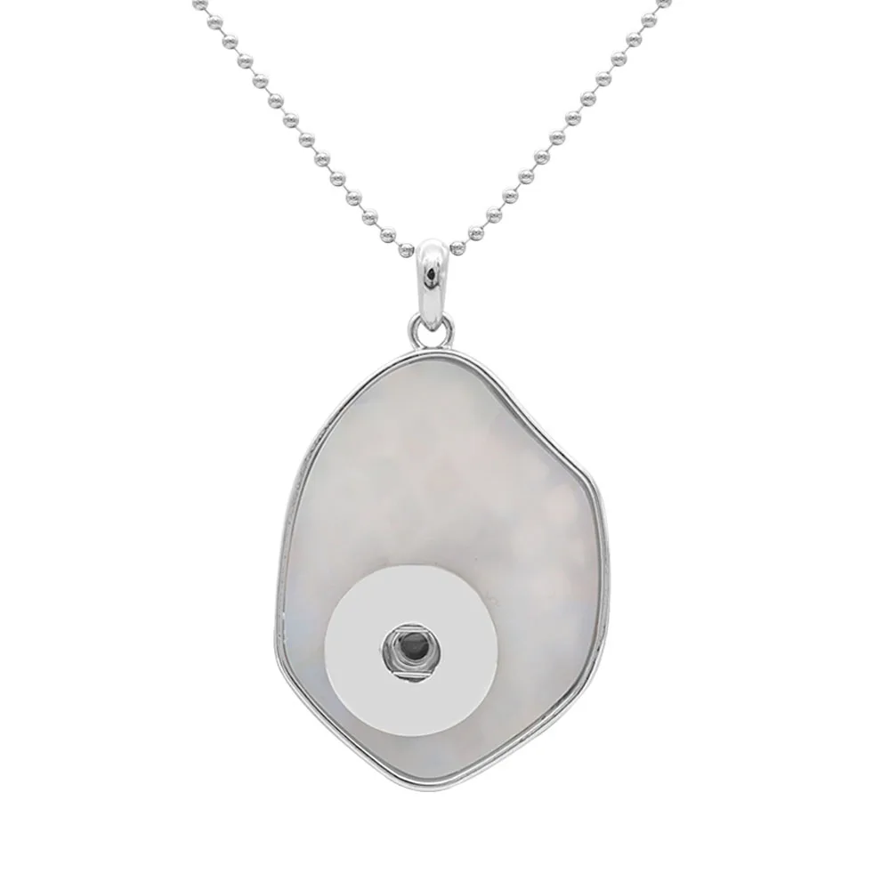 Фото White Acrylic pendant Necklace with 80CM chain KC1095 fit 20MM snaps jewelry irregular shape Chain Bohemia Chic | Украшения и