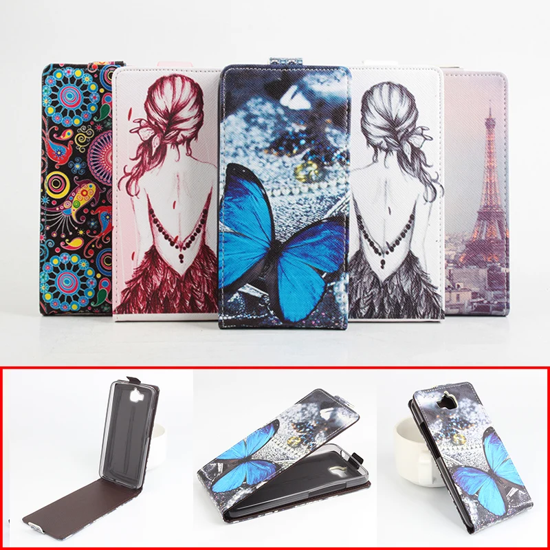 Image 5 Painted Patterns Painting PU Leather Case For Huawei Enjoy 5 TIT AL00 Mobile Cover Flag Animal Open Up Down Flip Case Stand