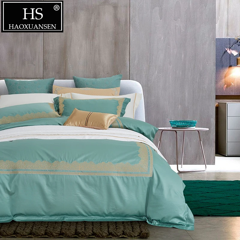 100% Egyptian Cotton Green Luxury Wedding Bedding Sets Euro Gold Embroidery 4pcs Duvet Cover Set Queen King Size 140S Sheets Set
100% Egyptian Cotton Green Luxury Wedding Bedding Sets Euro Gold Embroidery 4pcs Duvet Cover Set Queen King Size 140S Sheets Set