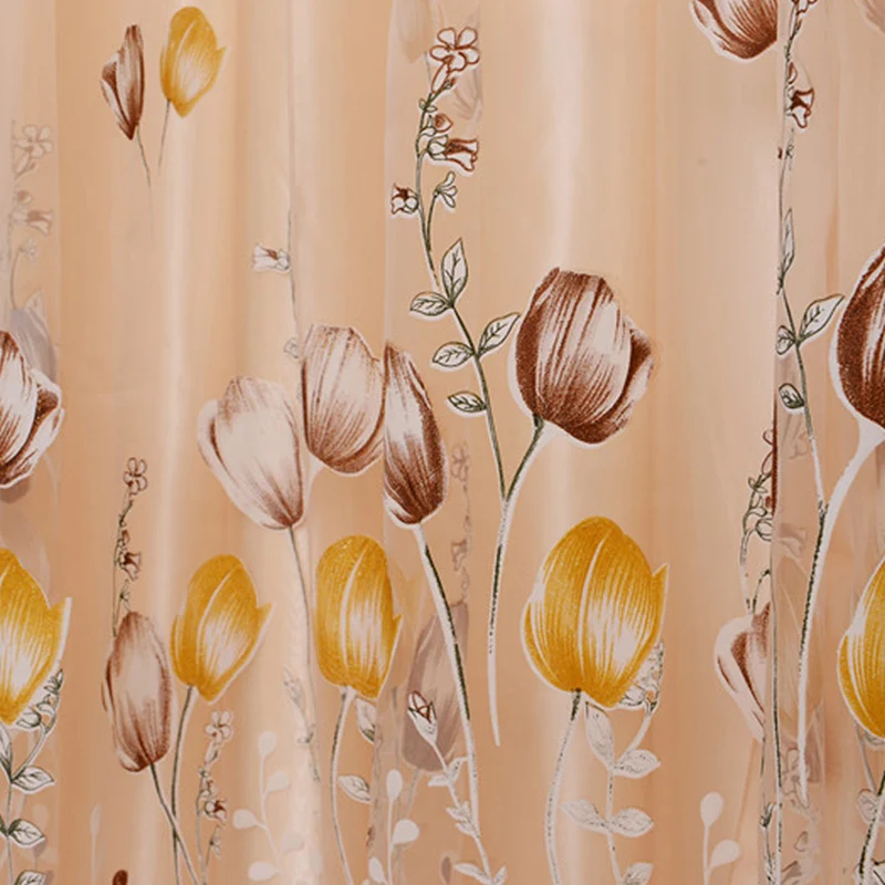 Image Hot Sales Tulip Flower Sheer Window Curtain Beads Tassel Door Scarf Drapes Valance