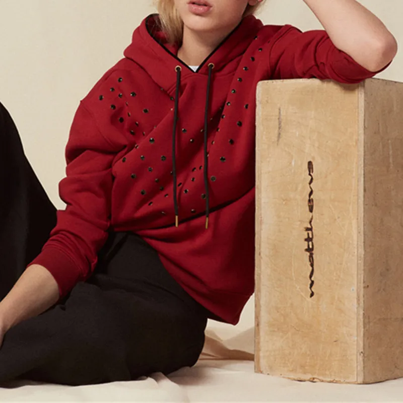 New Women Cotton Hoodie Sweatshirt Thick Warm Autumn Winter Casual Rivet drilling Hooded Pullovers Sweatshirts Female
New Women Cotton Hoodie Sweatshirt Thick Warm Autumn Winter Casual Rivet drilling Hooded Pullovers Sweatshirts Female