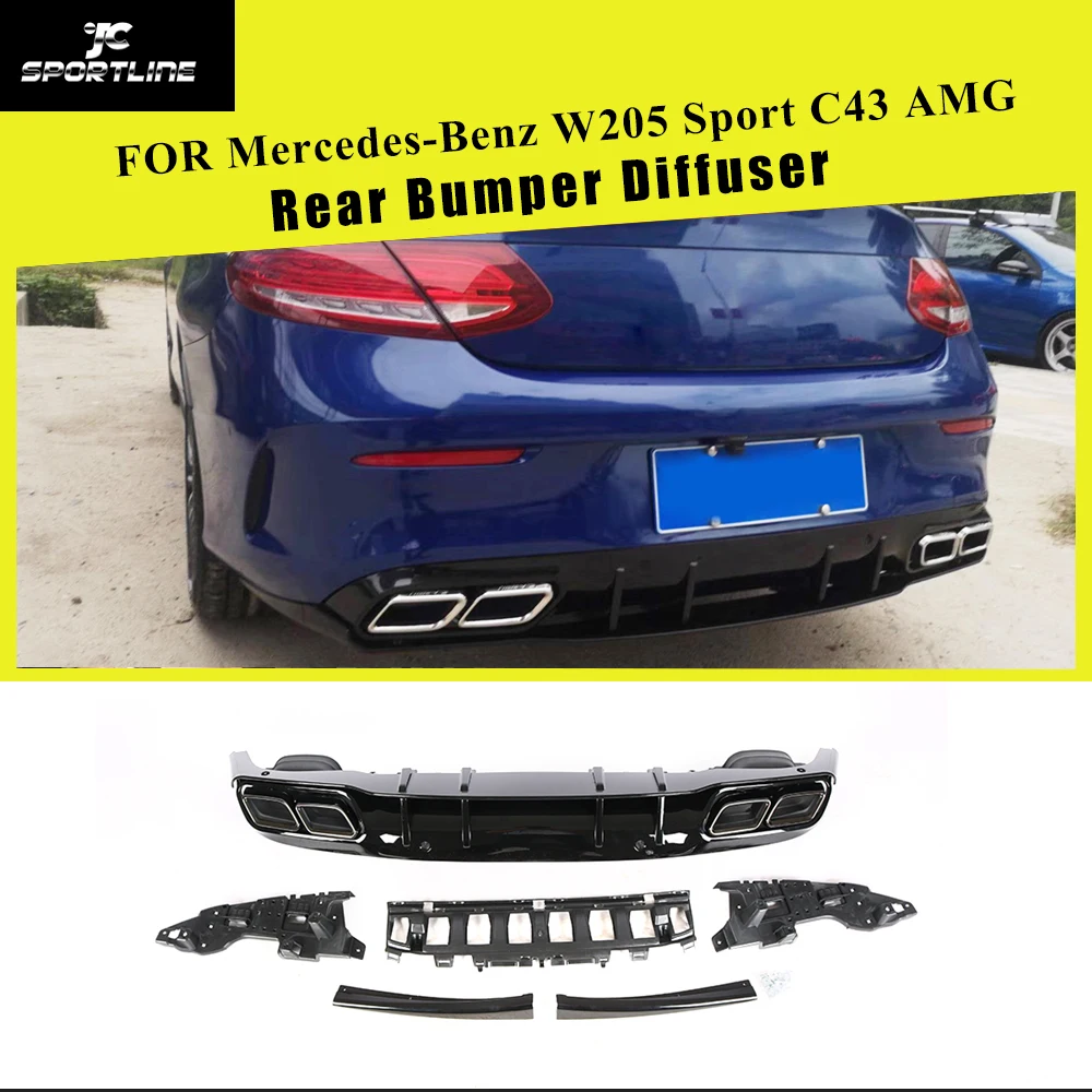 Rear Bumper Lip Diffuser with Exhaust Tips for Mercedes-Benz C-Class W205 4-Door Sport C200 C250 C300 C400 C43 AMG 2014 - 2018
Rear Bumper Lip Diffuser with Exhaust Tips for Mercedes-Benz C-Class W205 4-Door Sport C200 C250 C300 C400 C43 AMG 2014 - 2018