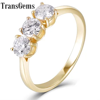 Transgems Solid 14K Yellow Gold 3 Stone Total 1CTW F Color Moissanite Wedding Band Engagement Ring For Women
Transgems Solid 14K Yellow Gold 3 Stone Total 1CTW F Color Moissanite Wedding Band Engagement Ring For Women