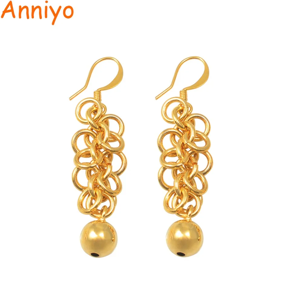 Маленькие серьги-шарики Anniyo золотого цвета для женщин и девушек модные серьги с
