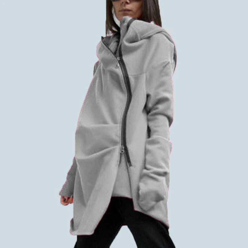 

S-5XL ZANZEA Oversize Women Fashion Loose Casual Asymmetrical hem Zipper Hooded Sweatshirt Coat Outwear Jacket Hoodie Sweats