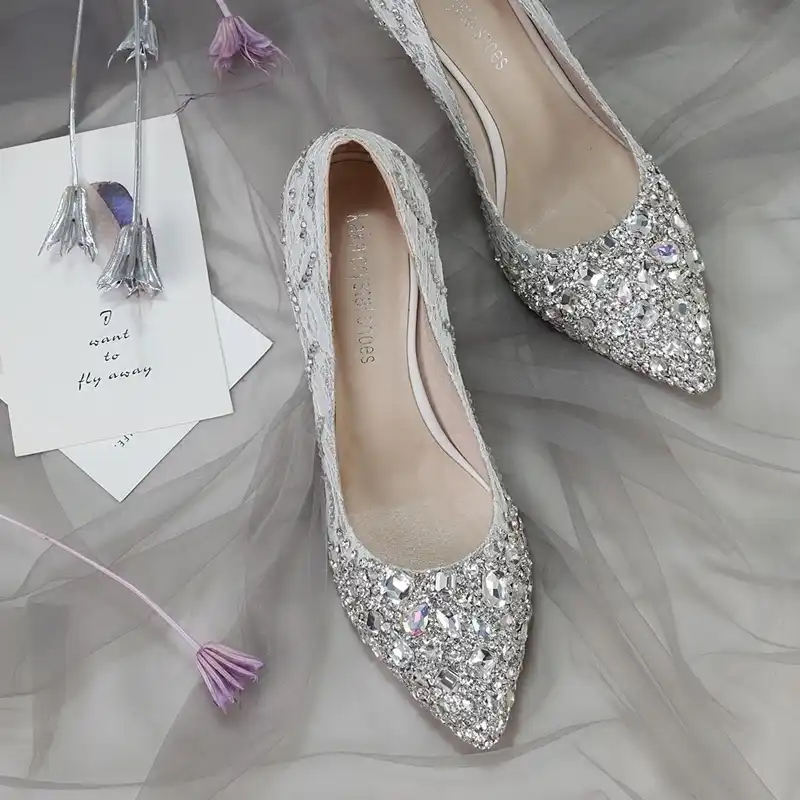 crystal wedding shoes for bride